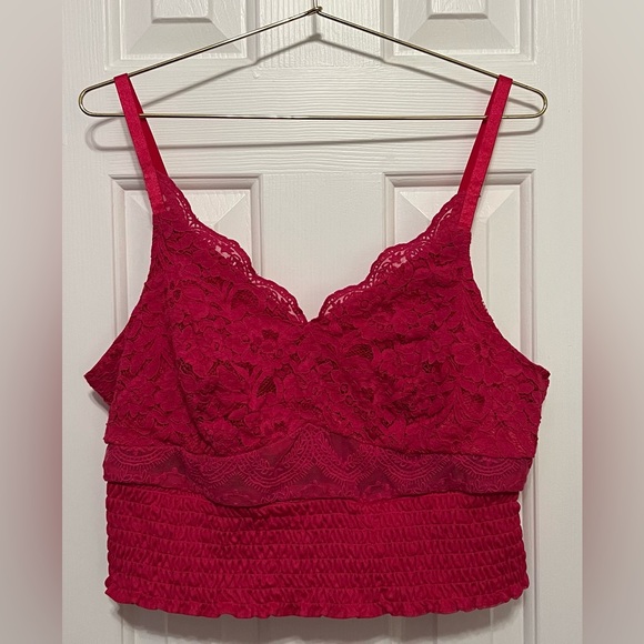 Torrid Vibrant Pink Lace Crop Top | Size 0/Large - Picture 5 of 8